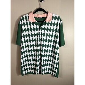 PAUL JONES Mens Polo Shirt Short Sleeve Performance Golf Polo Shirts  XL Green